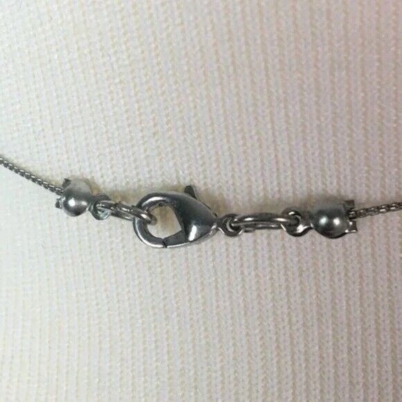 Silver Tone Beaded Rope Necklace 61” Long Chain Rhinestones Shell Beads Plastic - Picture 8 of 9